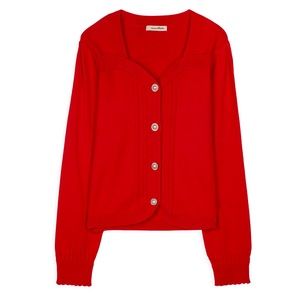 Cable Heart Neck Cardigan